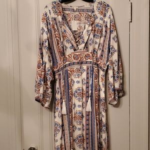 EN CREAM PRINTED MAXI DRESS